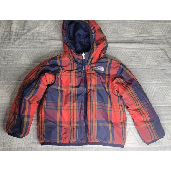 The North Face Toddler 3T 550 Reversible Down Puffer Jacket – Navy & Red Plaid - Picture 8 of 11